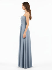 Strapless Bridesmaid Dress with Sweetheart Neck Dusty Blue