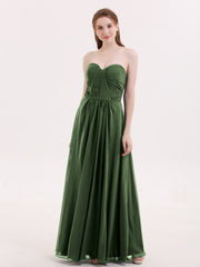 Strapless Bridesmaid Dress with Sweetheart Neck Olive Green Plus Size