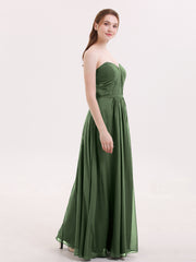 Strapless Bridesmaid Dress with Sweetheart Neck Olive Green