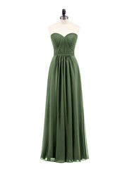 Strapless Bridesmaid Dress with Sweetheart Neck Olive Green Plus Size