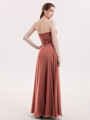 Strapless Bridesmaid Dress with Sweetheart Neck Terracotta Plus Size