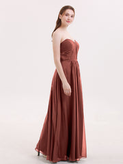 Strapless Bridesmaid Dress with Sweetheart Neck Terracotta