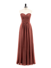 Strapless Bridesmaid Dress with Sweetheart Neck Terracotta