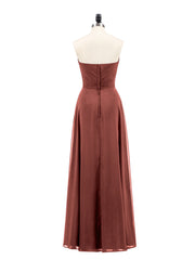 Strapless Bridesmaid Dress with Sweetheart Neck Terracotta