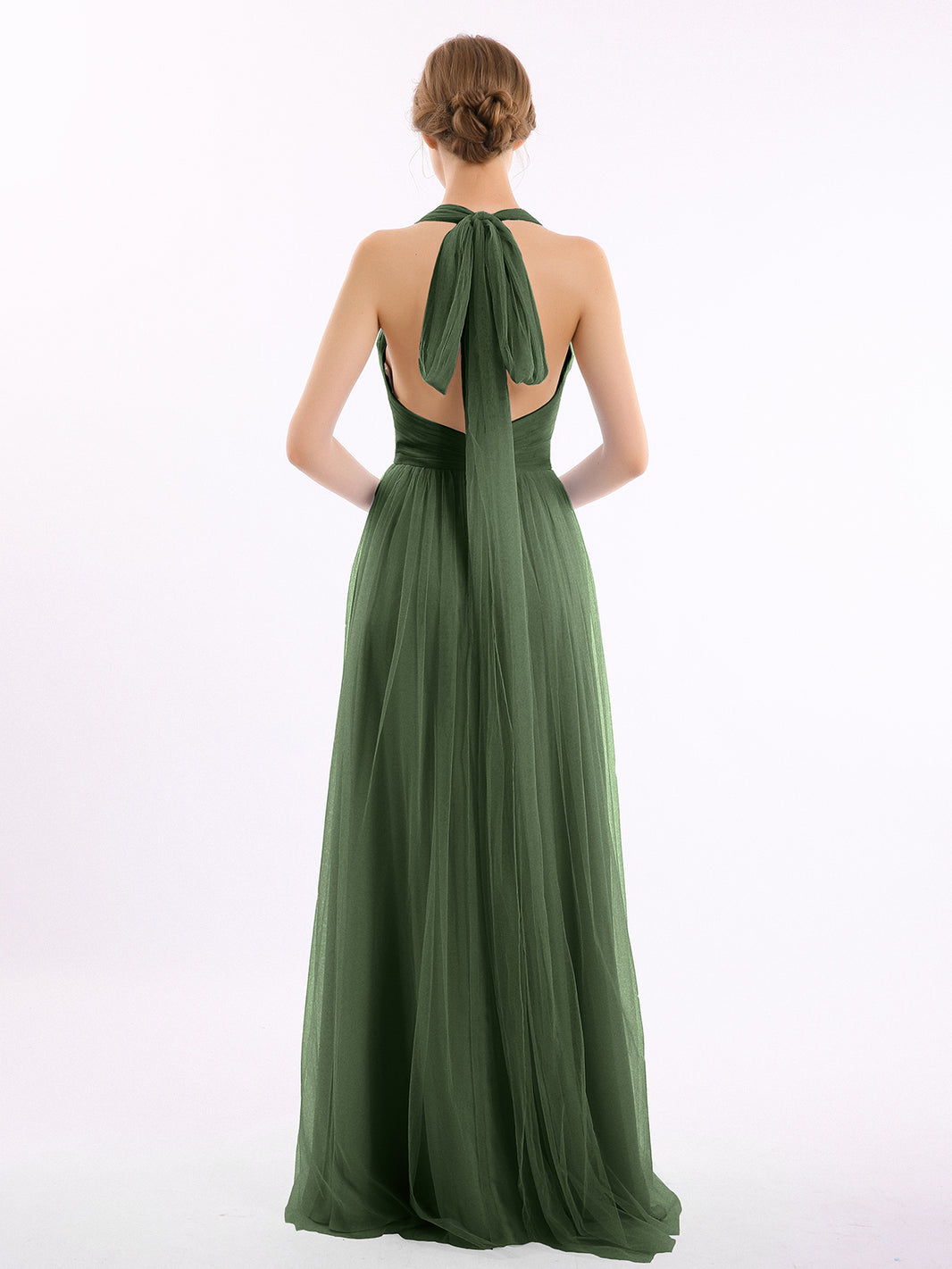 BABARONI Convertible Back Floor Length Tulle Dresses Olive Green, Olive Green / US0