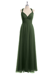 Convertible Back Floor Length Tulle Dresses Olive Green