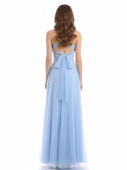 Convertible Back Floor Length Tulle Dresses Sky Blue