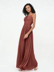 Square Neck Chiffon Max Dresses with Pockets Terracotta Plus Size