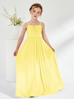 Square Pleated A-line Chiffon Junior Bridesmaid Dress Lemon