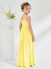Square Pleated A-line Chiffon Junior Bridesmaid Dress Lemon