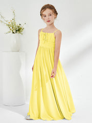Square Pleated A-line Chiffon Junior Bridesmaid Dress Lemon