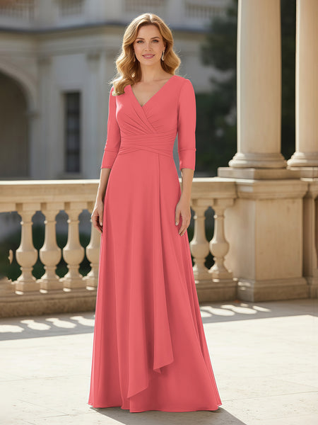 BABARONI Slimming 3/4 Sleeve Mother of the Bride Dress