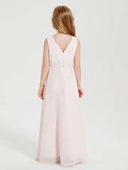 Boho Long Chiffon Bridesmaid Dresses Cascading Skirt Blushing Pink
