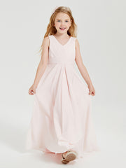 Boho Long Chiffon Bridesmaid Dresses Cascading Skirt Blushing Pink