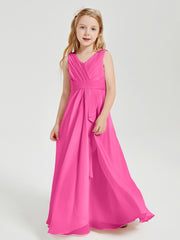 Boho Long Chiffon Bridesmaid Dresses Cascading Skirt Azalea