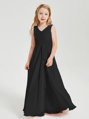 Boho Long Chiffon Bridesmaid Dresses Cascading Skirt Black