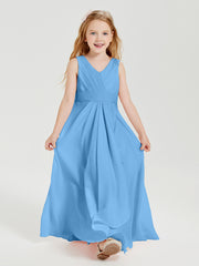 Boho Long Chiffon Bridesmaid Dresses Cascading Skirt Blue