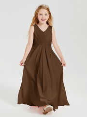 Boho Long Chiffon Bridesmaid Dresses Cascading Skirt Brown