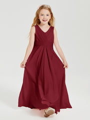 Boho Long Chiffon Bridesmaid Dresses Cascading Skirt Burgundy