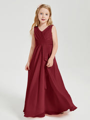 Boho Long Chiffon Bridesmaid Dresses Cascading Skirt Burgundy