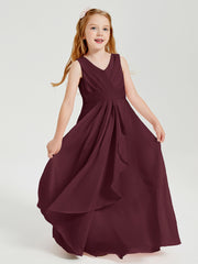 Boho Long Chiffon Bridesmaid Dresses Cascading Skirt Cabernet