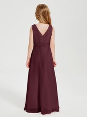 Boho Long Chiffon Bridesmaid Dresses Cascading Skirt Cabernet