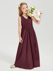 Boho Long Chiffon Bridesmaid Dresses Cascading Skirt Cabernet