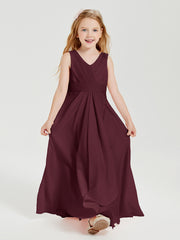 Boho Long Chiffon Bridesmaid Dresses Cascading Skirt Cabernet