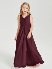Boho Long Chiffon Bridesmaid Dresses Cascading Skirt Cabernet