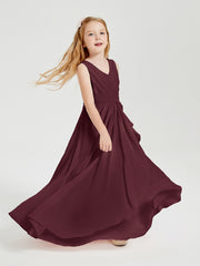 Boho Long Chiffon Bridesmaid Dresses Cascading Skirt Cabernet
