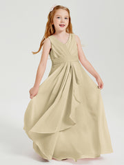 Boho Long Chiffon Bridesmaid Dresses Cascading Skirt Champagne