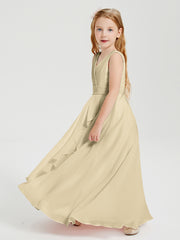 Boho Long Chiffon Bridesmaid Dresses Cascading Skirt Champagne