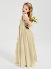 Boho Long Chiffon Bridesmaid Dresses Cascading Skirt Champagne