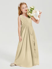 Boho Long Chiffon Bridesmaid Dresses Cascading Skirt Champagne