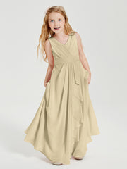 Boho Long Chiffon Bridesmaid Dresses Cascading Skirt Champagne