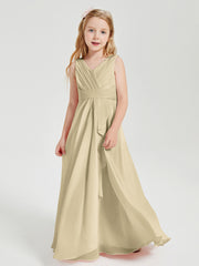 Boho Long Chiffon Bridesmaid Dresses Cascading Skirt Champagne
