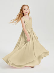 Boho Long Chiffon Bridesmaid Dresses Cascading Skirt Champagne