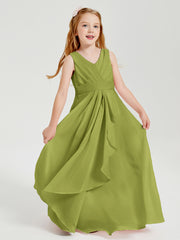 Boho Long Chiffon Bridesmaid Dresses Cascading Skirt Clover