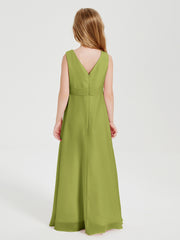 Boho Long Chiffon Bridesmaid Dresses Cascading Skirt Clover