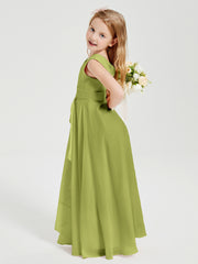 Boho Long Chiffon Bridesmaid Dresses Cascading Skirt Clover