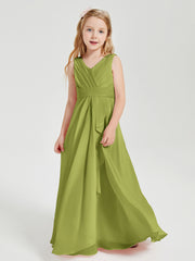 Boho Long Chiffon Bridesmaid Dresses Cascading Skirt Clover