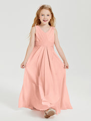 Boho Long Chiffon Bridesmaid Dresses Cascading Skirt Coral