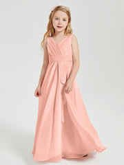 Boho Long Chiffon Bridesmaid Dresses Cascading Skirt Coral