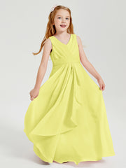 Boho Long Chiffon Bridesmaid Dresses Cascading Skirt Daffodil