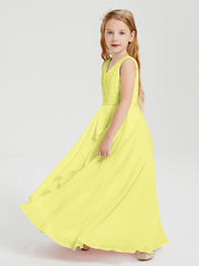 Boho Long Chiffon Bridesmaid Dresses Cascading Skirt Daffodil
