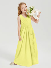 Boho Long Chiffon Bridesmaid Dresses Cascading Skirt Daffodil