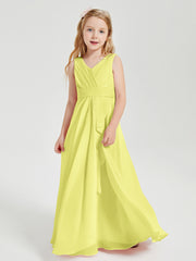 Boho Long Chiffon Bridesmaid Dresses Cascading Skirt Daffodil