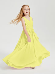 Boho Long Chiffon Bridesmaid Dresses Cascading Skirt Daffodil