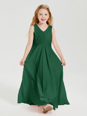 Boho Long Chiffon Bridesmaid Dresses Cascading Skirt Dark Green