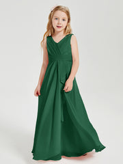 Boho Long Chiffon Bridesmaid Dresses Cascading Skirt Dark Green